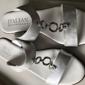Italian Shoemakers White/Silver Sandals Size 6.5